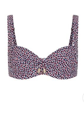 Huit 8 Paris Croisette Underwire Balconette Bikini Top Geometric Print 34D NWOT